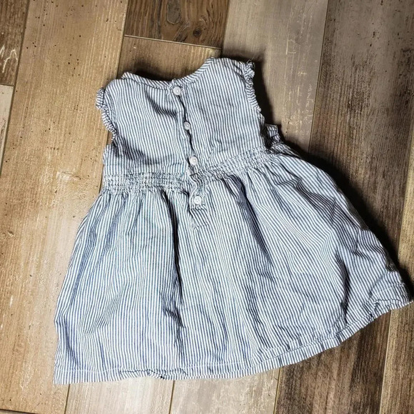 Carter's 100% Cotton Blue and White Striped Dress Baby Toddler Size 12m - Picture 5 of 8